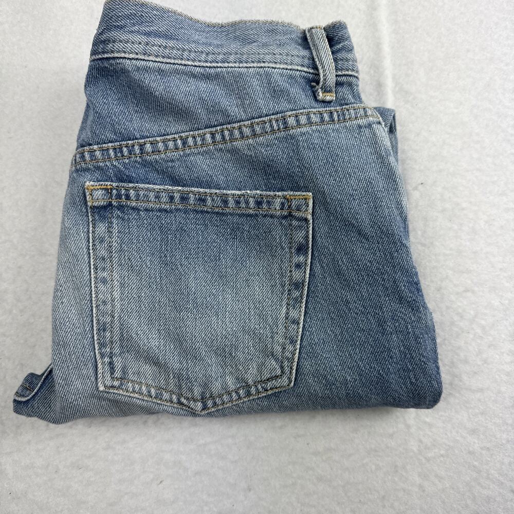 We The Free People Jeans Womens Size 27 Blue Cropped Distressed Denim Button Fly